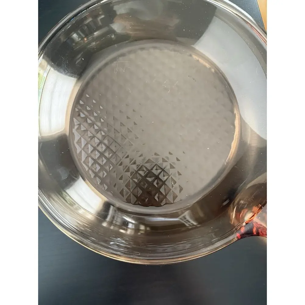 Vintage Corning Visions France Amber 10” Waffle Bottom Glass Fry Pan Skillet